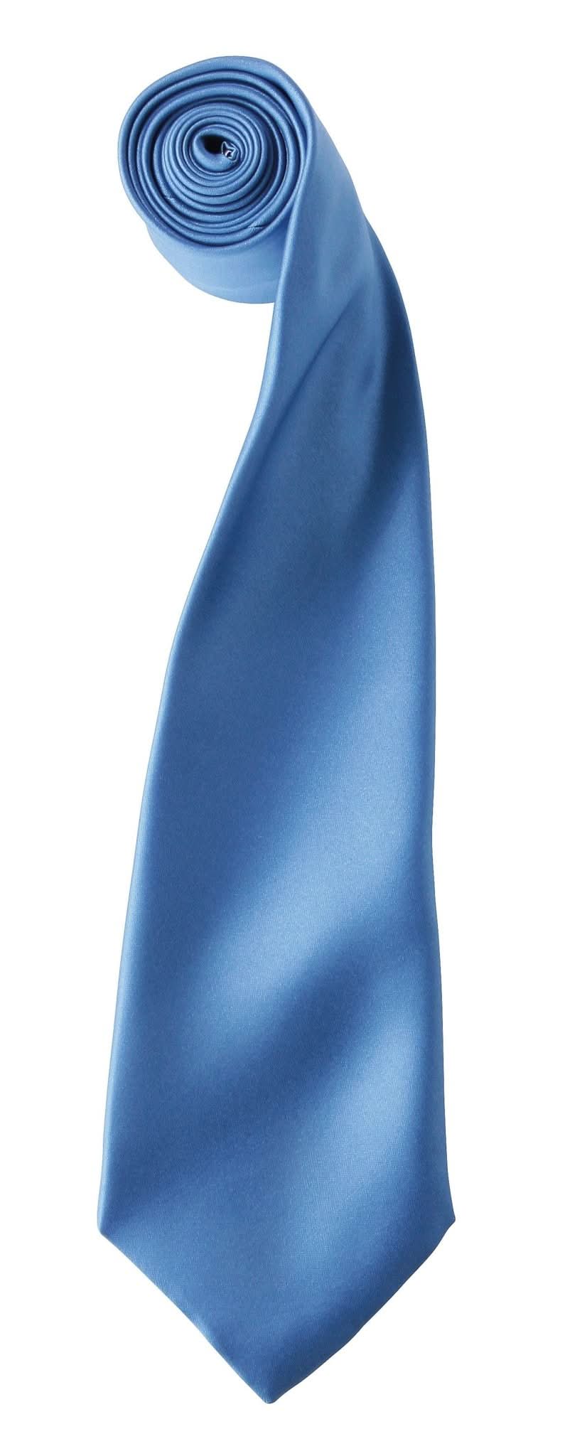 PR750: Colours Satin Tie Ties Premier Mid Blue Regular
