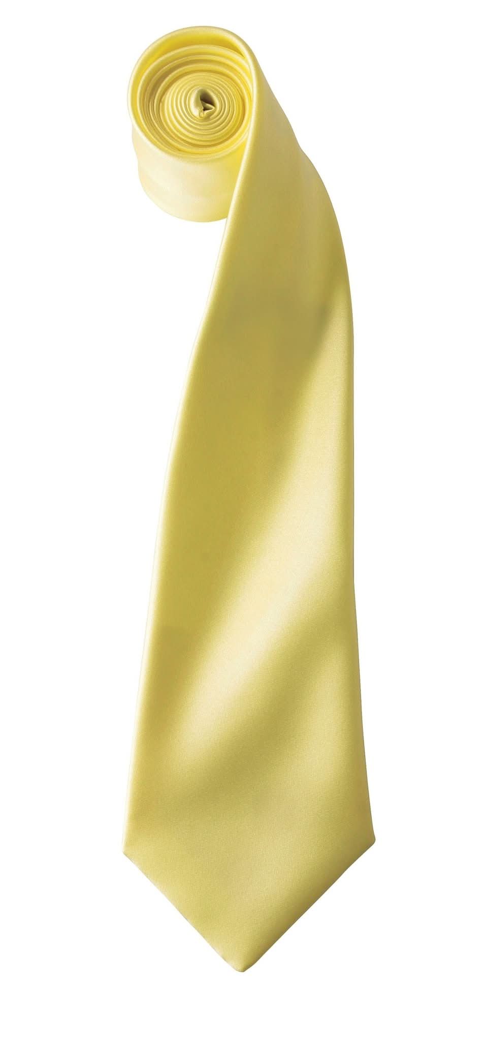 PR750: Colours Satin Tie Ties Premier Lemon Regular