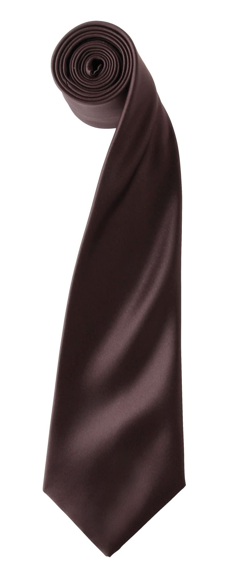 PR750: Colours Satin Tie Ties Premier Brown Regular