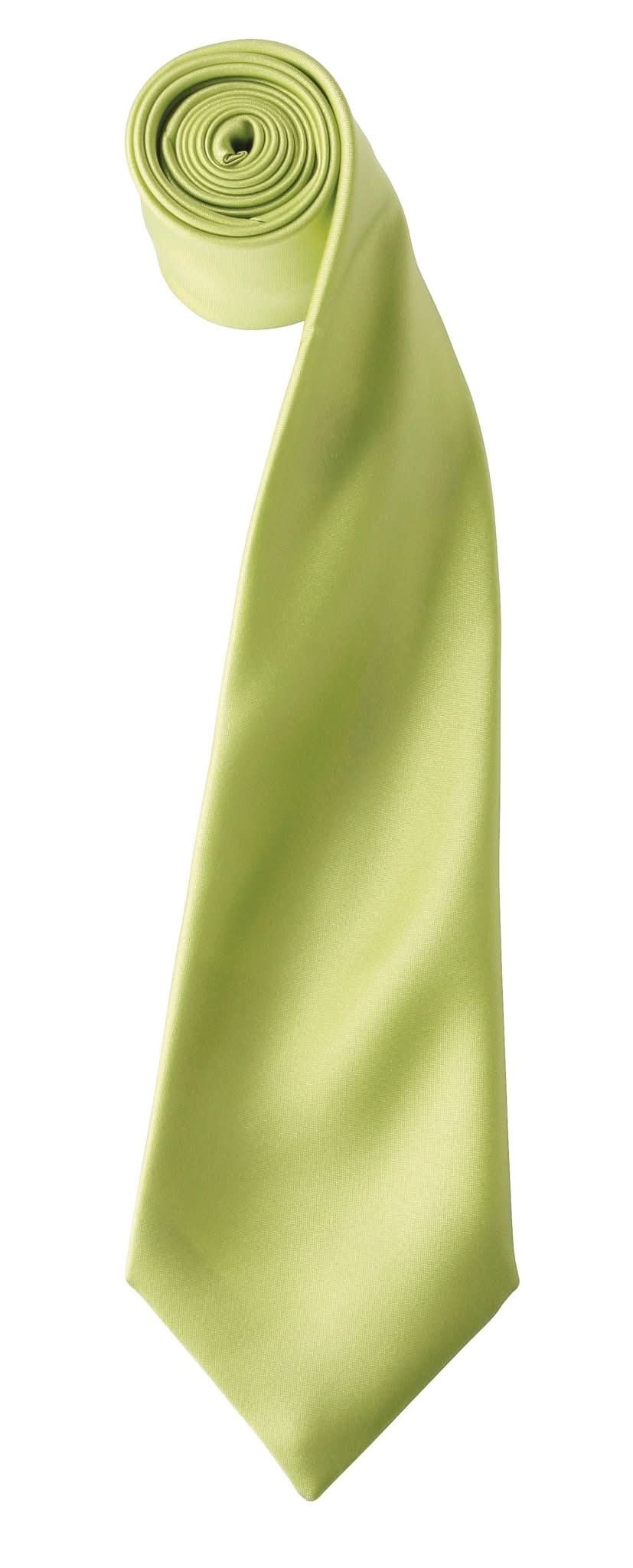 PR750: Colours Satin Tie Ties Premier Lime Regular