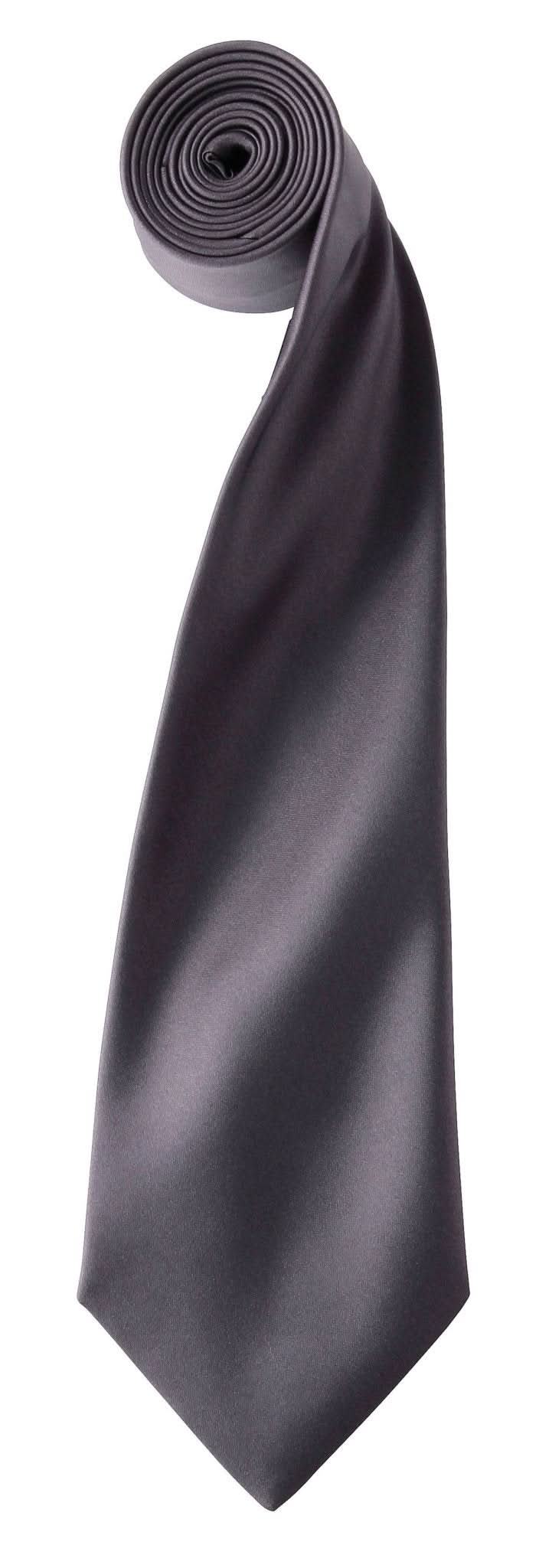 PR750: Colours Satin Tie Ties Premier Dark Grey Regular