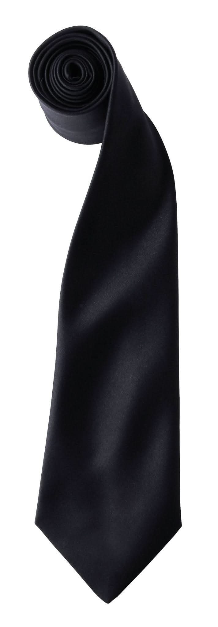 PR750: Colours Satin Tie Ties Premier Black Regular