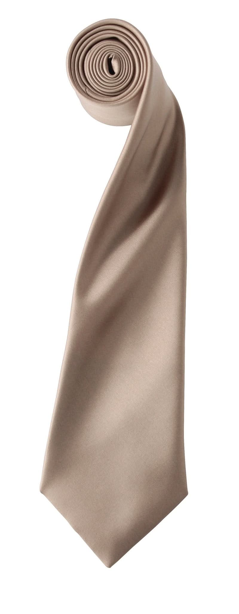 PR750: Colours Satin Tie Ties Premier Khaki Regular