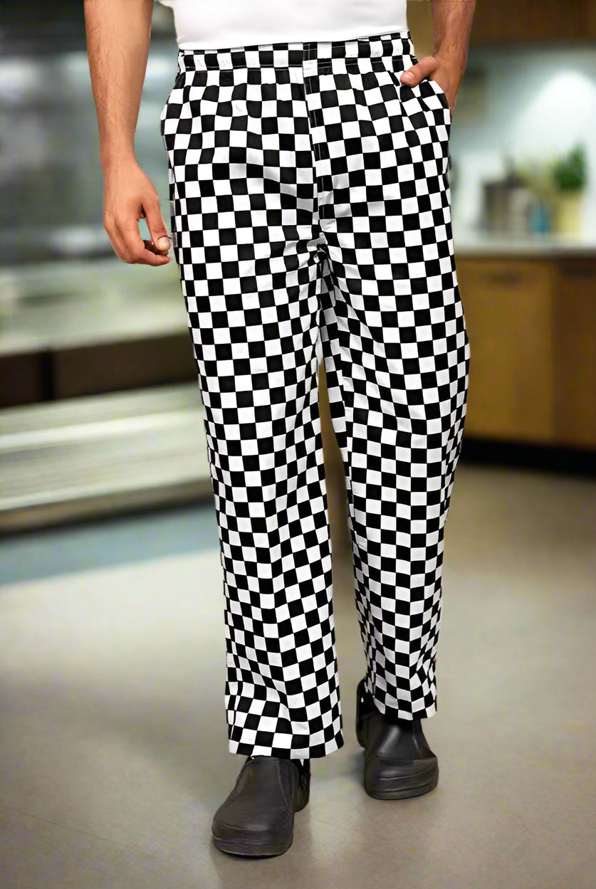 PR553: Essential Mens Chefs Trouser Chefs Trousers Premier Black/White Check XS