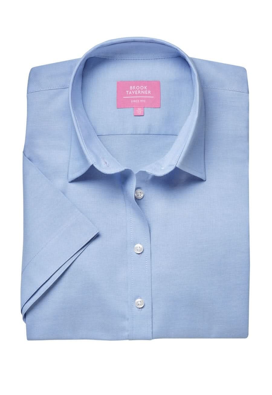 Hamilton Classic Fit Ladies Oxford Shirt Womens Short Sleeve Shirts Brook Taverner Sky Blue 6