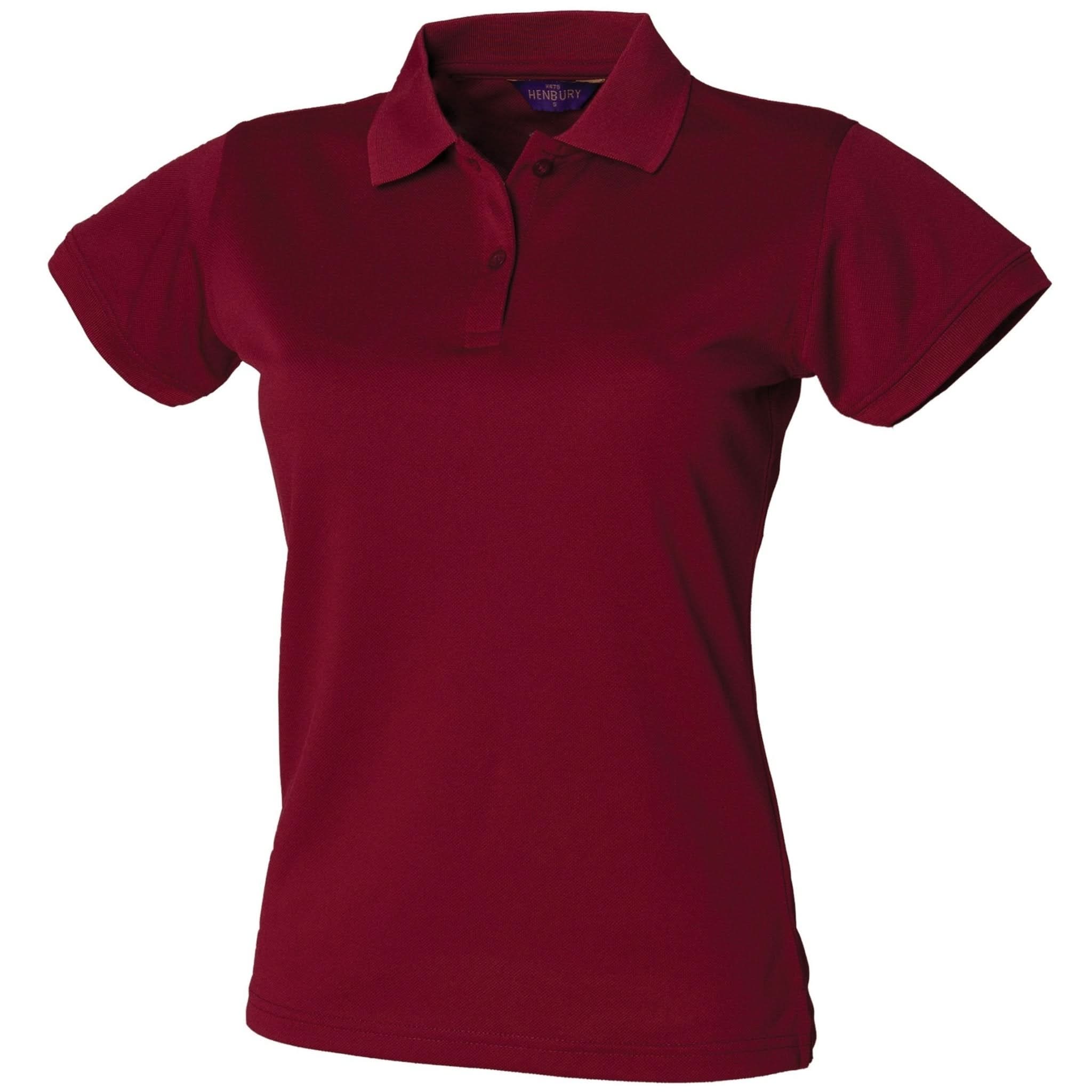 HB476: Womens Coolplus Polo Shirt Womens Polos Henbury Burgundy XS