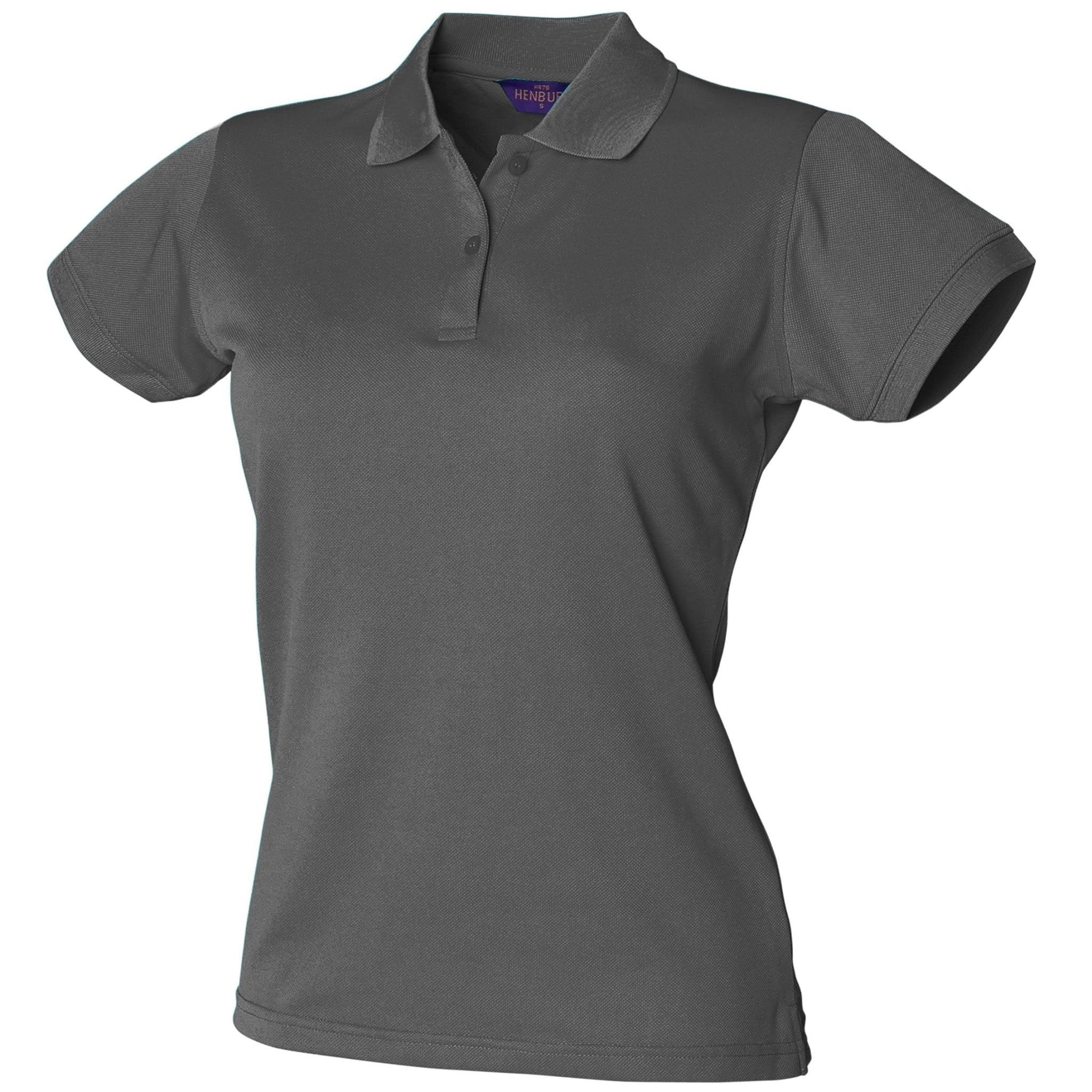 HB476: Womens Coolplus Polo Shirt Womens Polos Henbury Charcoal XS