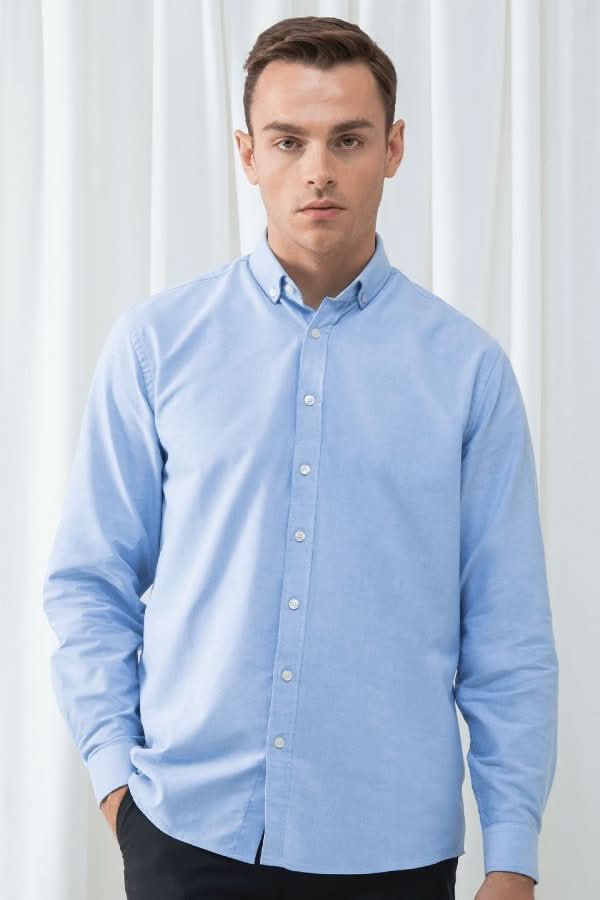 HB512: Modern Mens Long Sleeve Oxford Shirt Mens Long Sleeve Shirts Henbury