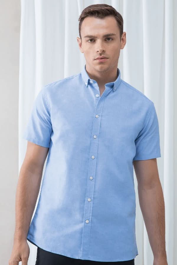 HB517: Modern Mens Oxford Shirt Mens Short Sleeve Shirts Henbury