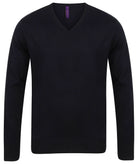 HB720: Mens V-Neck Jumper Mens Knitwear Henbury Black 2XS