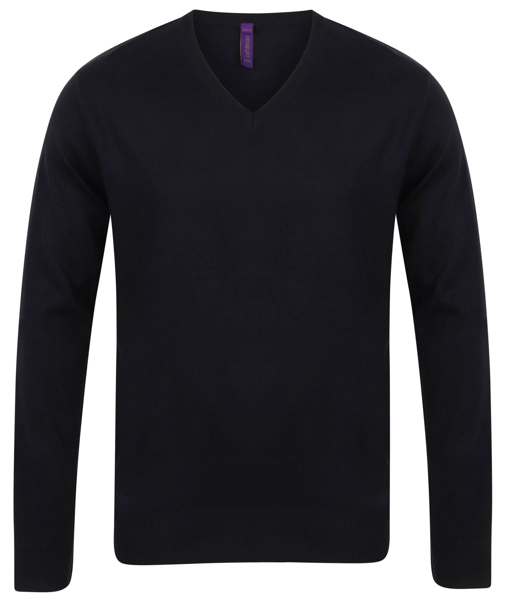 HB720: Mens V-Neck Jumper Mens Knitwear Henbury Black 2XS