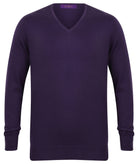 HB720: Mens V-Neck Jumper Mens Knitwear Henbury Purple 2XS
