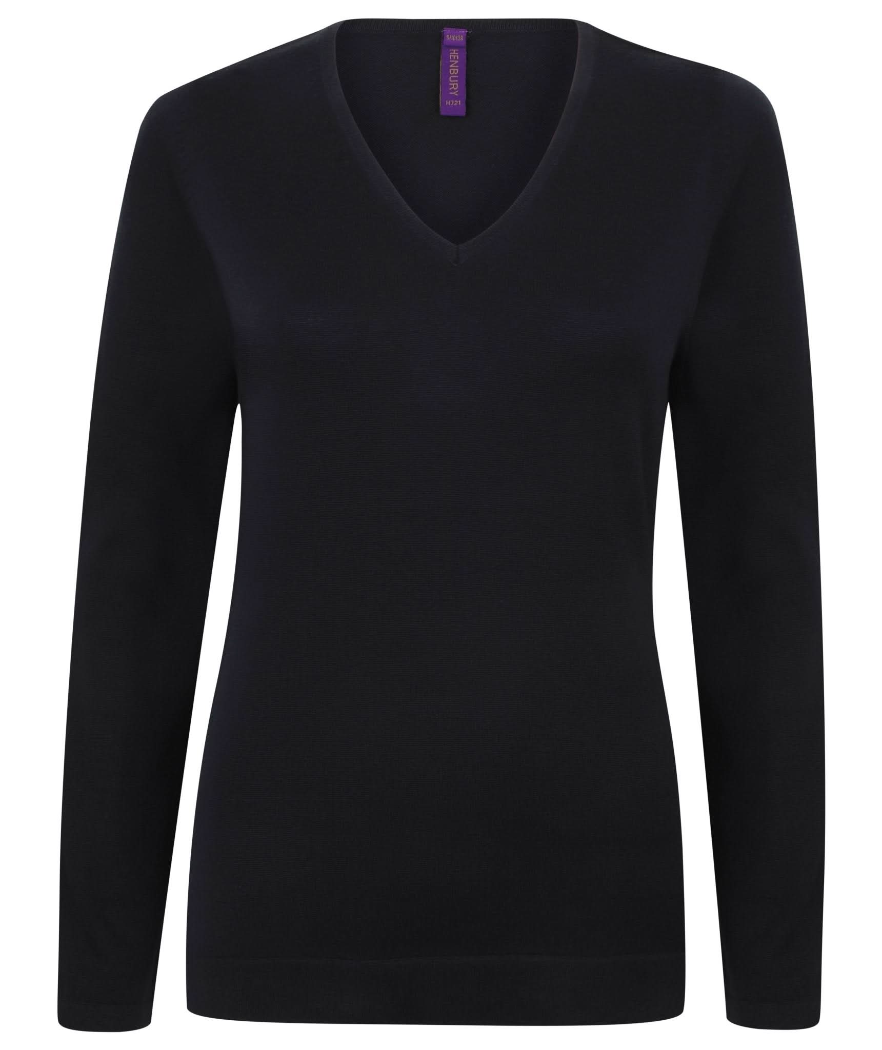 HB721: Ladies V-Neck Jumper Womens Knitwear Henbury Navy 2XS
