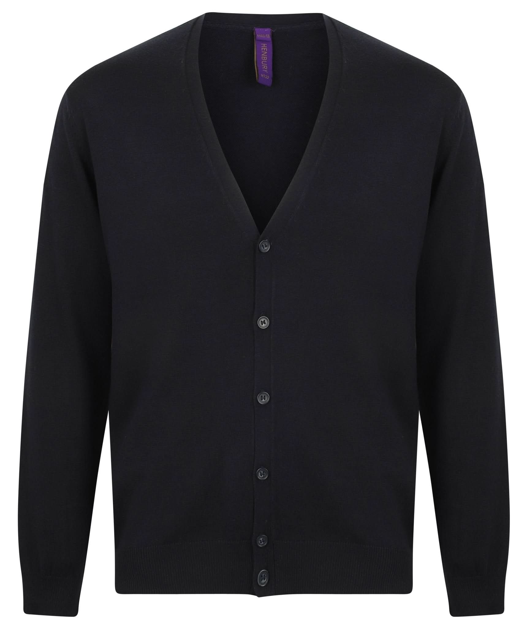 HB722: Mens V-Neck Cardigan Mens Knitwear Henbury Navy XS