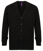 HB722: Mens V-Neck Cardigan Mens Knitwear Henbury Black XS