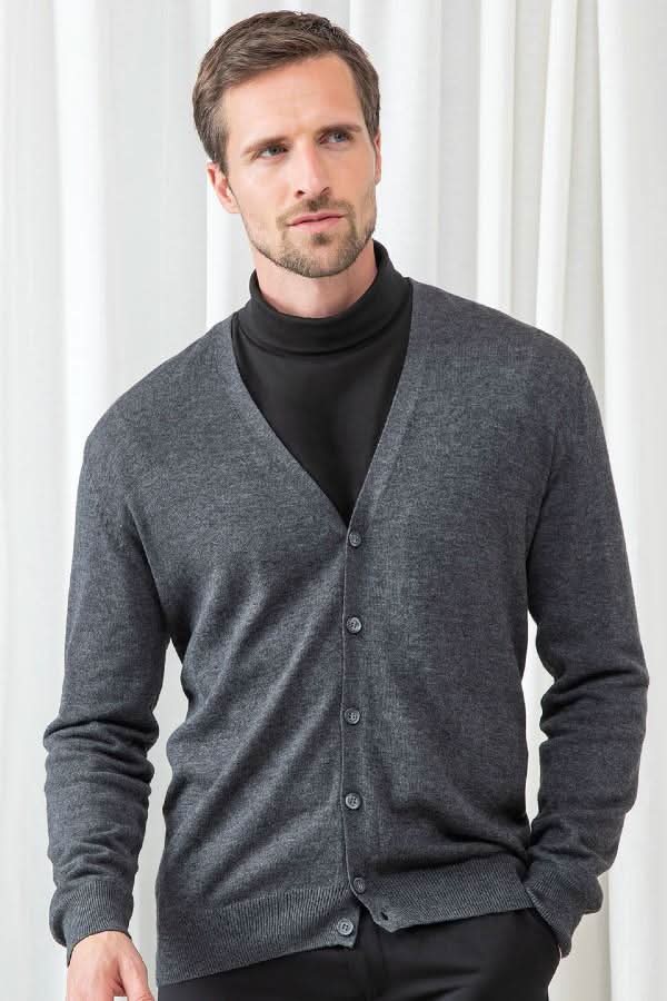 HB722: Mens V-Neck Cardigan Mens Knitwear Henbury