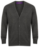 HB722: Mens V-Neck Cardigan Mens Knitwear Henbury Grey Marl XS