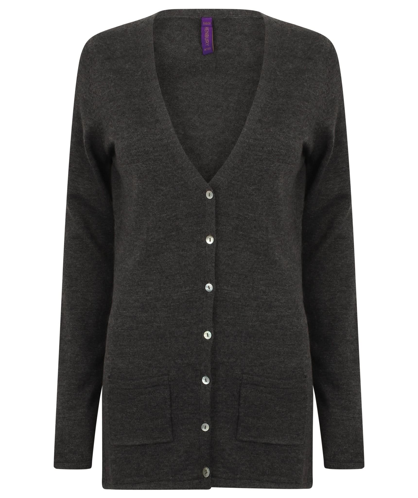 HB732: Ladies Button-up V-Neck Cardigan Womens Knitwear Henbury