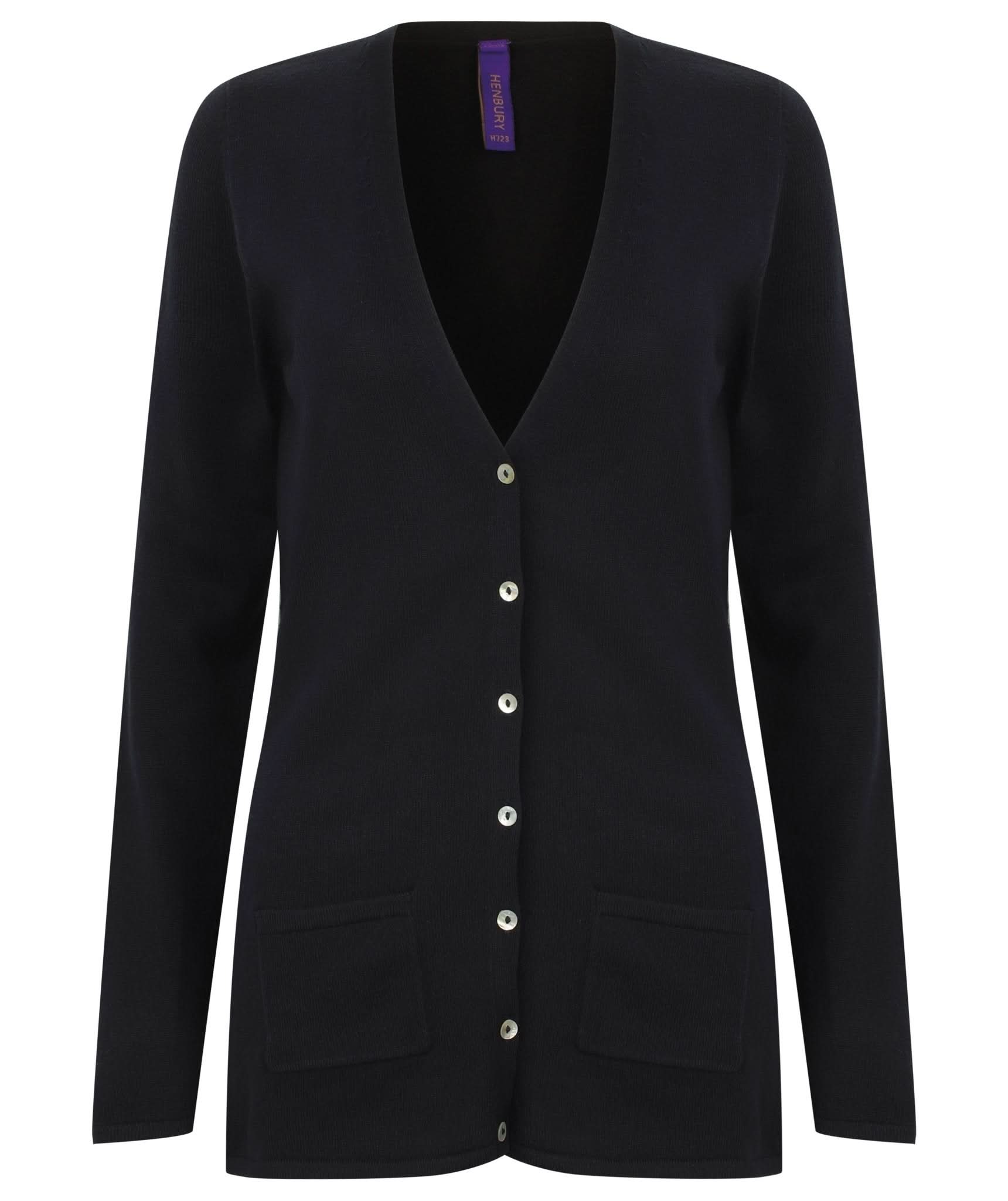 HB732: Ladies Button-up V-Neck Cardigan Womens Knitwear Henbury