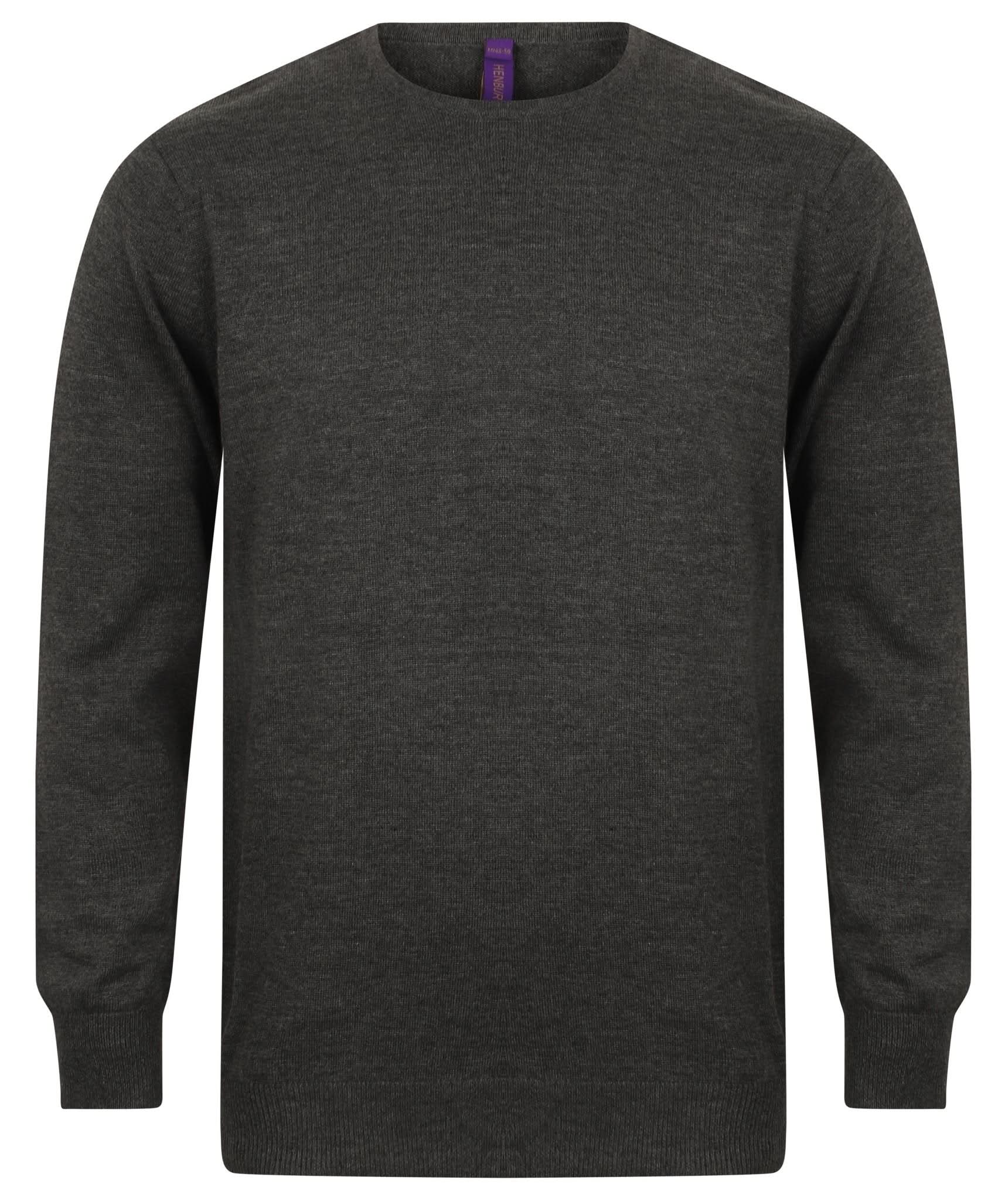 HB725: Mens Crew Neck Jumper Mens Knitwear Henbury Grey Marl S