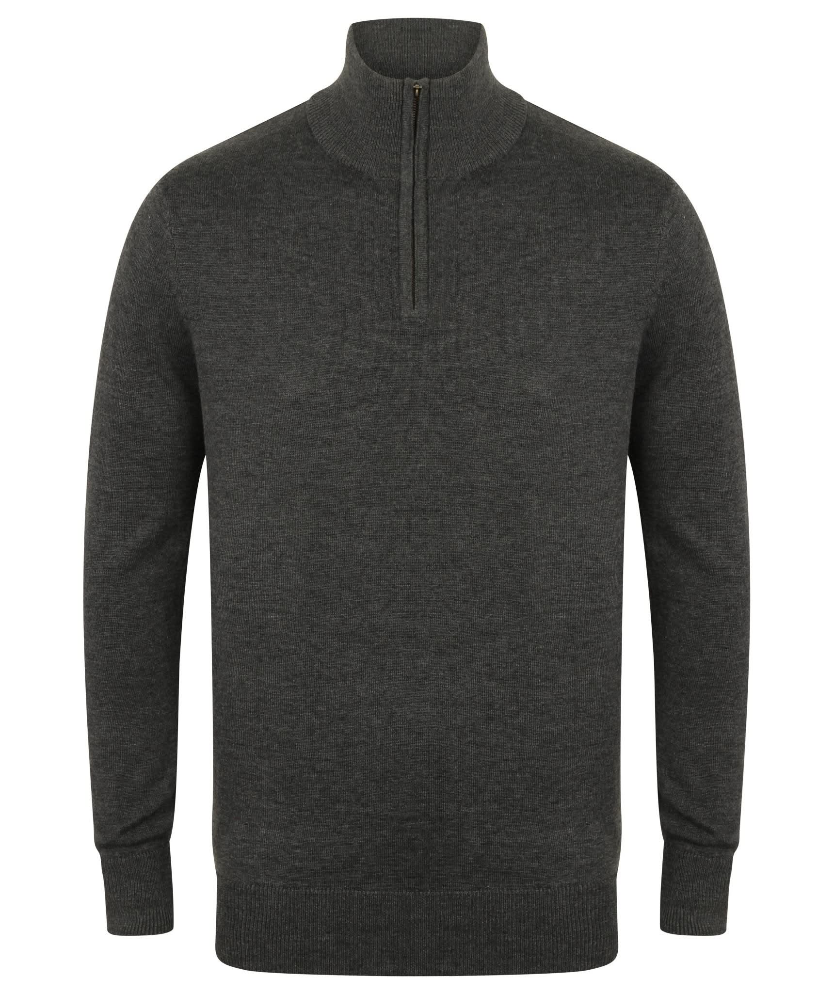 HB729: Mens 1/4 Zip Jumper Mens Knitwear Henbury Grey Marl XS