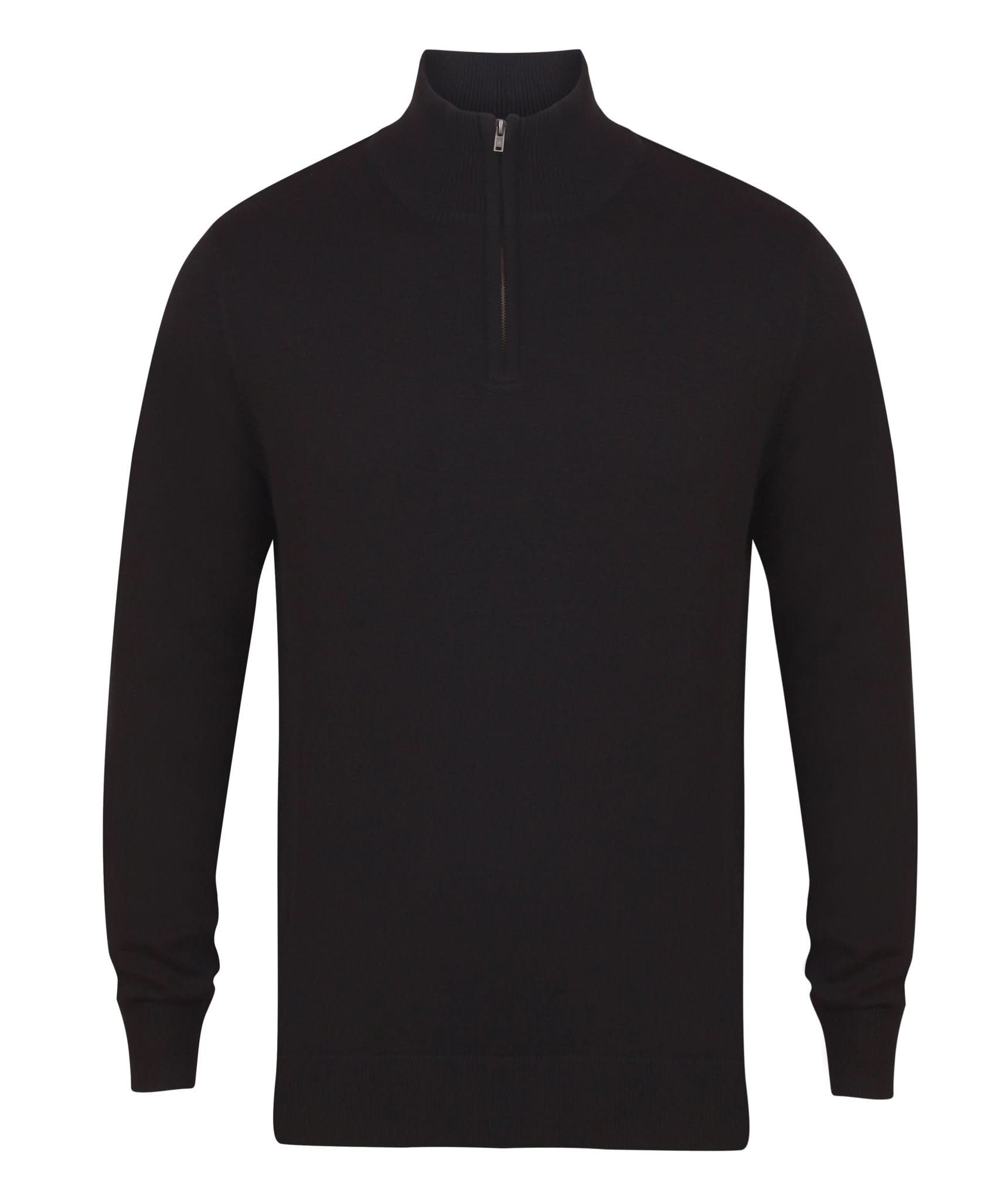 HB729: Mens 1/4 Zip Jumper Mens Knitwear Henbury Black XS