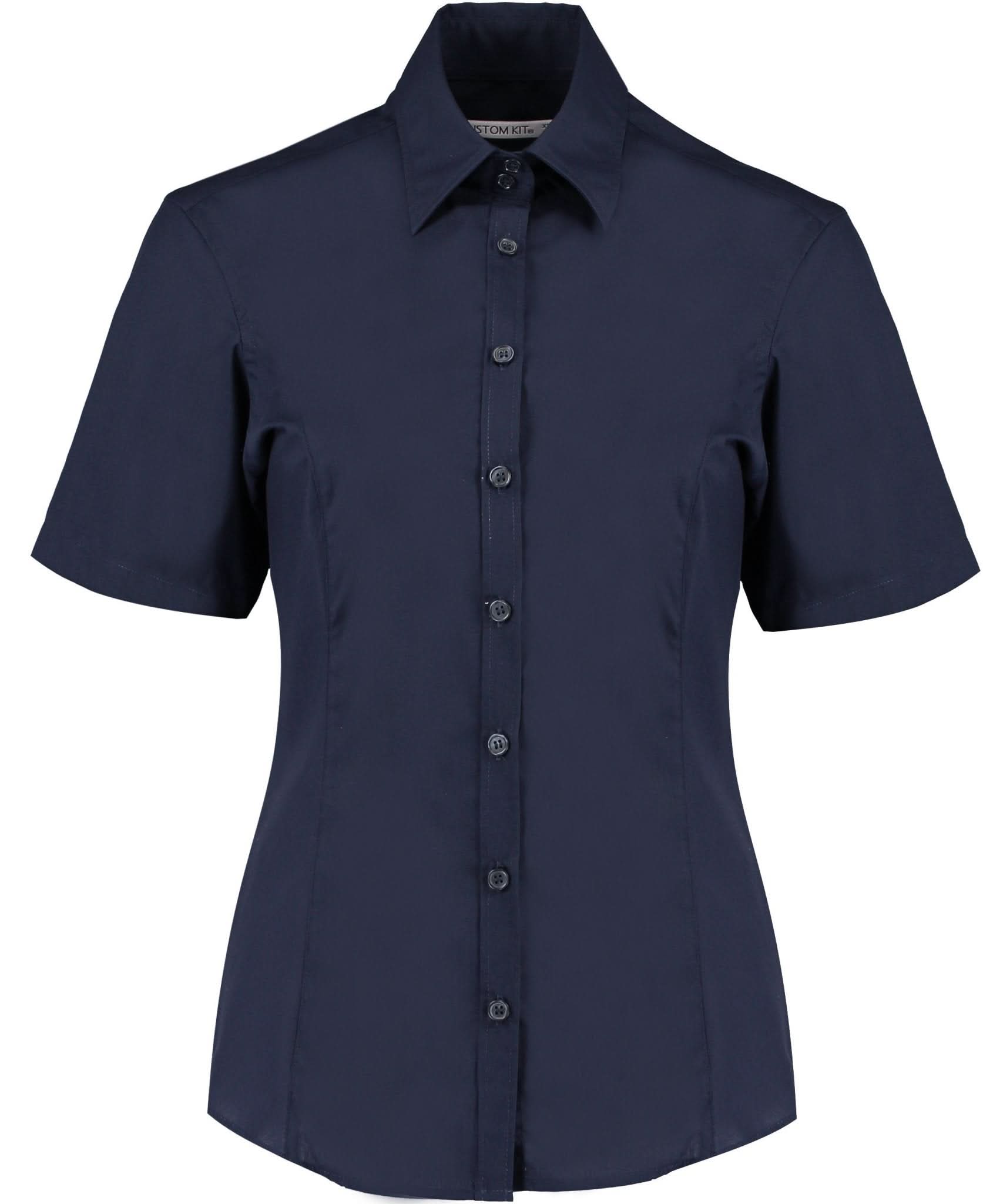 K742F: Ladies Short Sleeve Shirt Womens Short Sleeve Shirts Kustom Kit Dark Navy 8