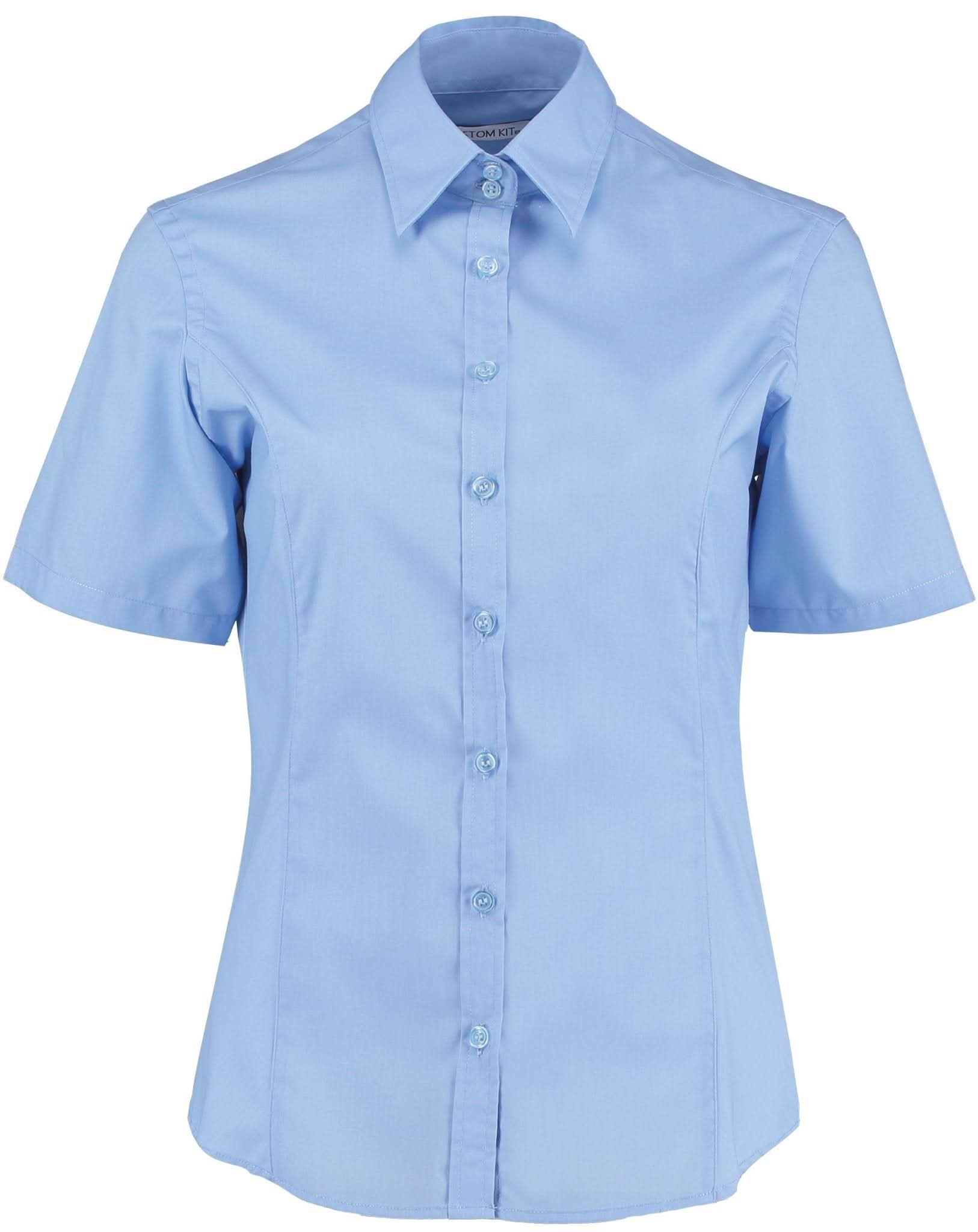 K742F: Ladies Short Sleeve Shirt Womens Short Sleeve Shirts Kustom Kit Light Blue 6