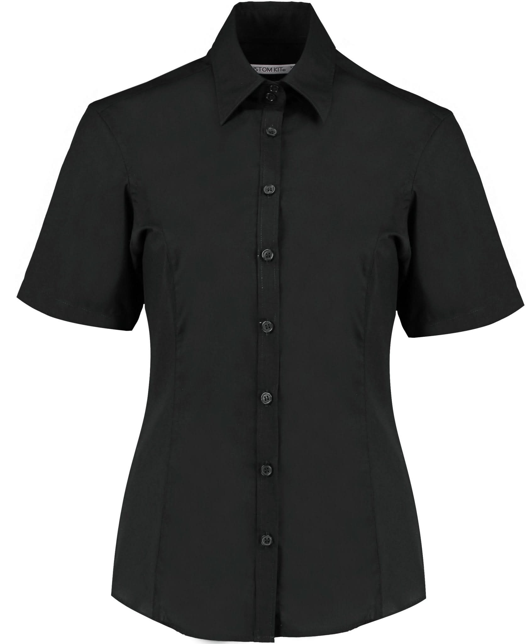 K742F: Ladies Short Sleeve Shirt Womens Short Sleeve Shirts Kustom Kit Black 6