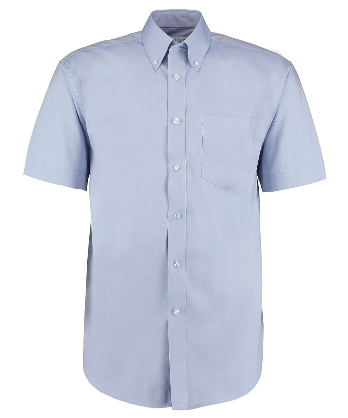 KK109: Men Short Sleeve Oxford Shirt Mens Short Sleeve Shirts Kustom Kit Light Blue 14.5