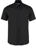 KK187: Short Premium Oxford Shirt Mens Short Sleeve Shirts Kustom Kit Black 14.5"