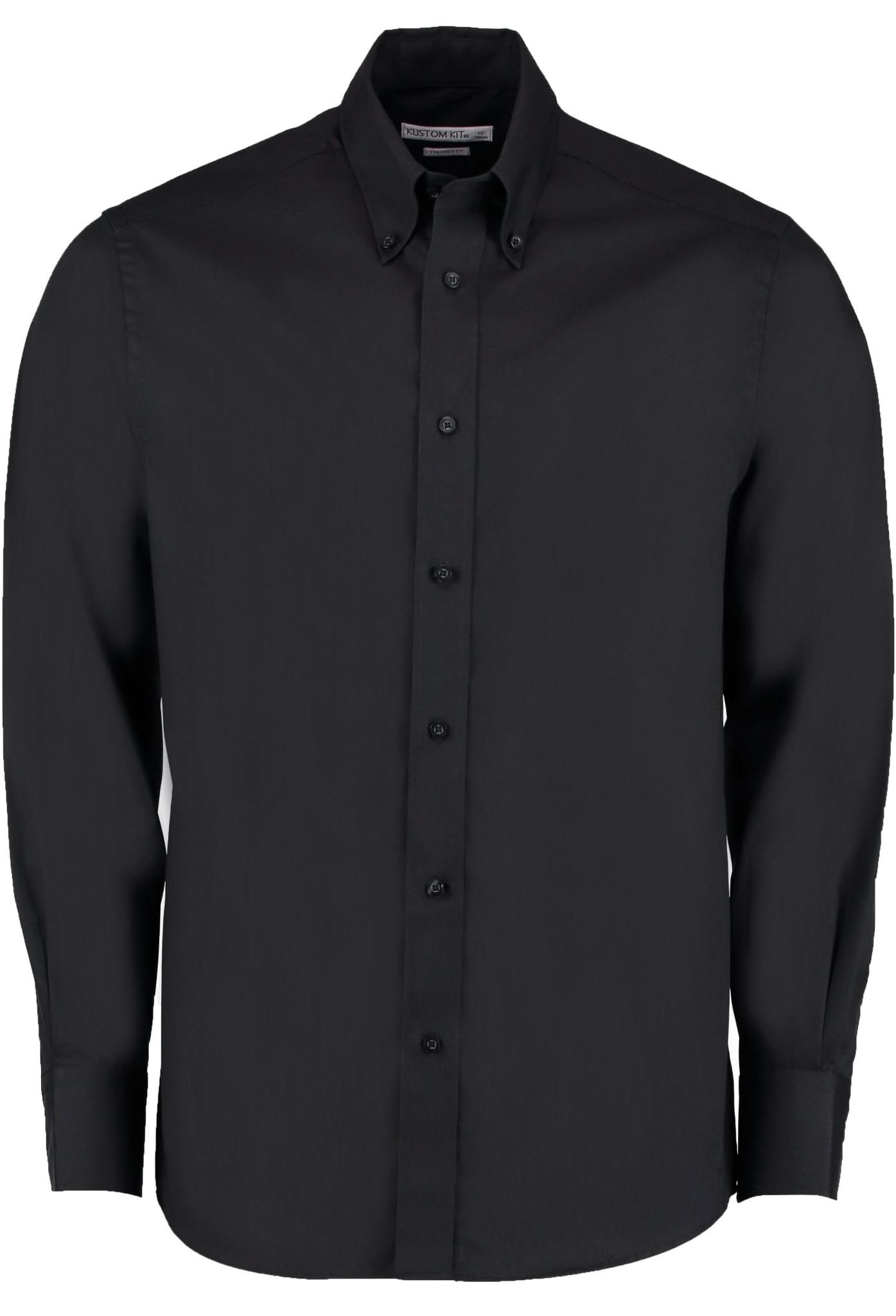 KK188: Mens Long Sleeve Oxford Shirt Mens Long Sleeve Shirts Kustom Kit Black 14.5"