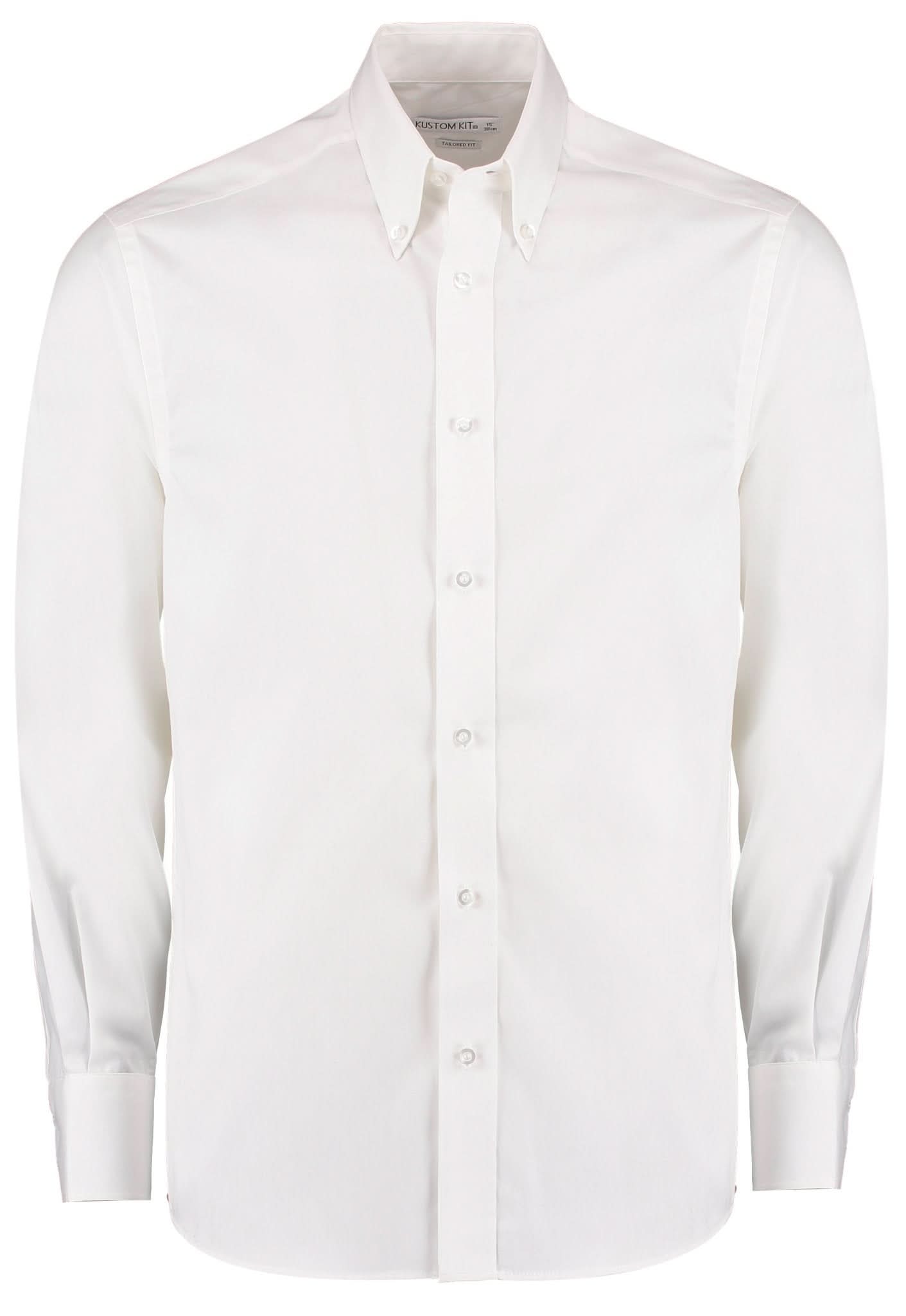KK188: Mens Long Sleeve Oxford Shirt Mens Long Sleeve Shirts Kustom Kit White 14.5"