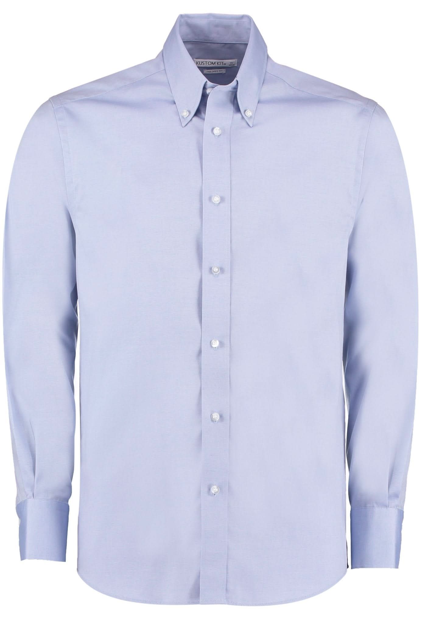 KK188: Mens Long Sleeve Oxford Shirt Mens Long Sleeve Shirts Kustom Kit Light Blue 14.5"