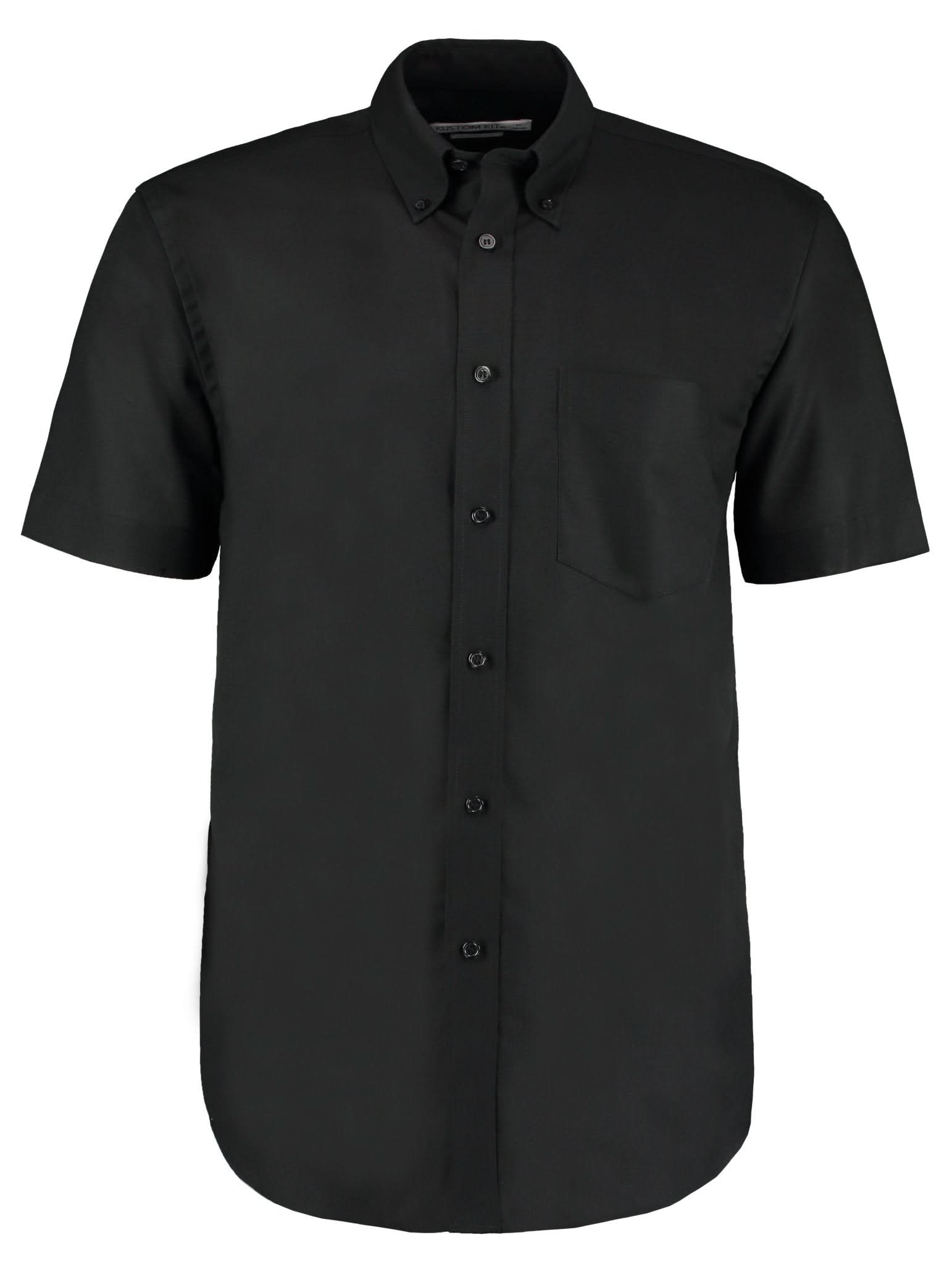KK350: Mens Oxford Shirt Mens Short Sleeve Shirts Kustom Kit Black 14.5"