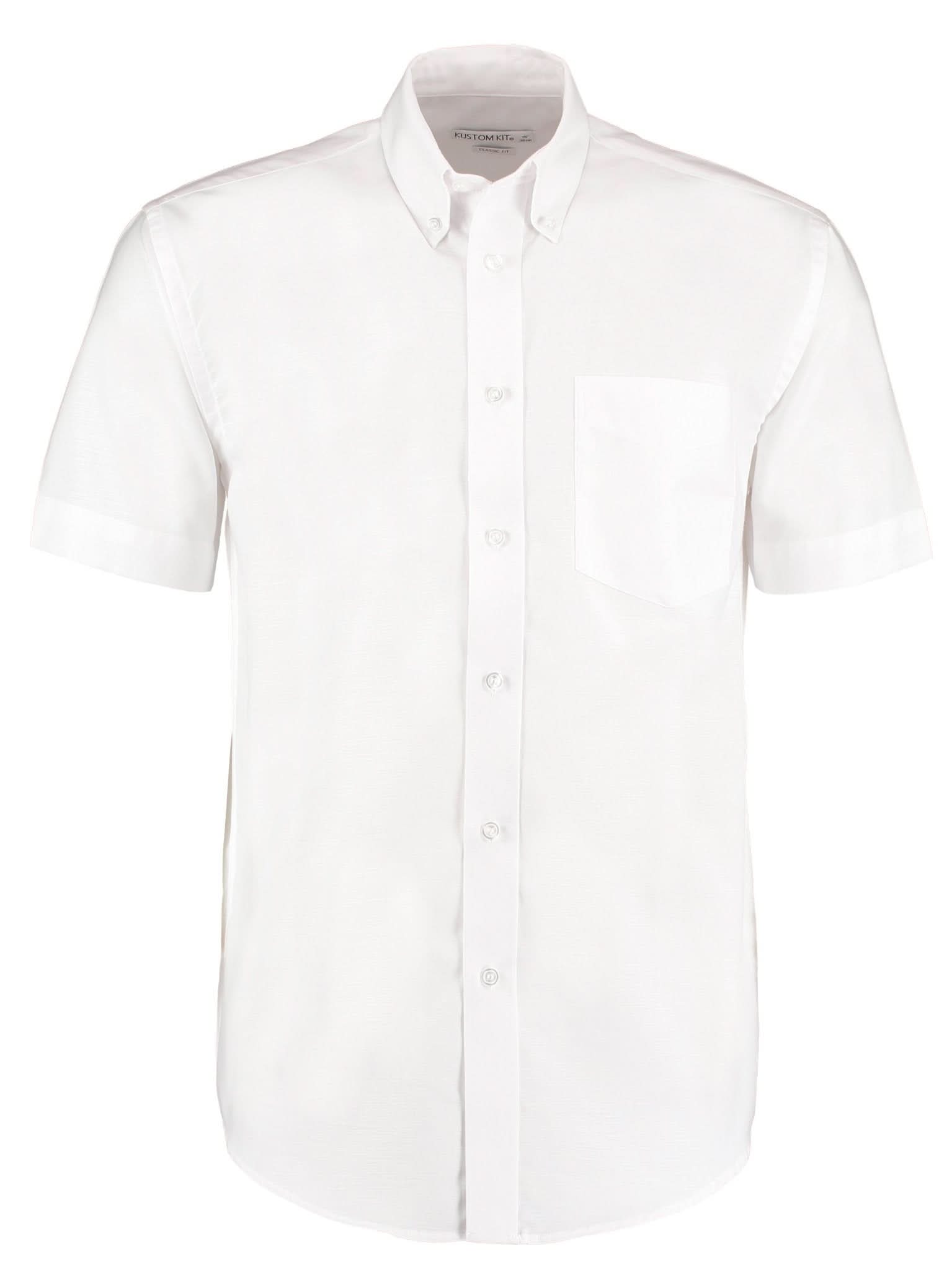 KK350: Mens Oxford Shirt Mens Short Sleeve Shirts Kustom Kit White 14"