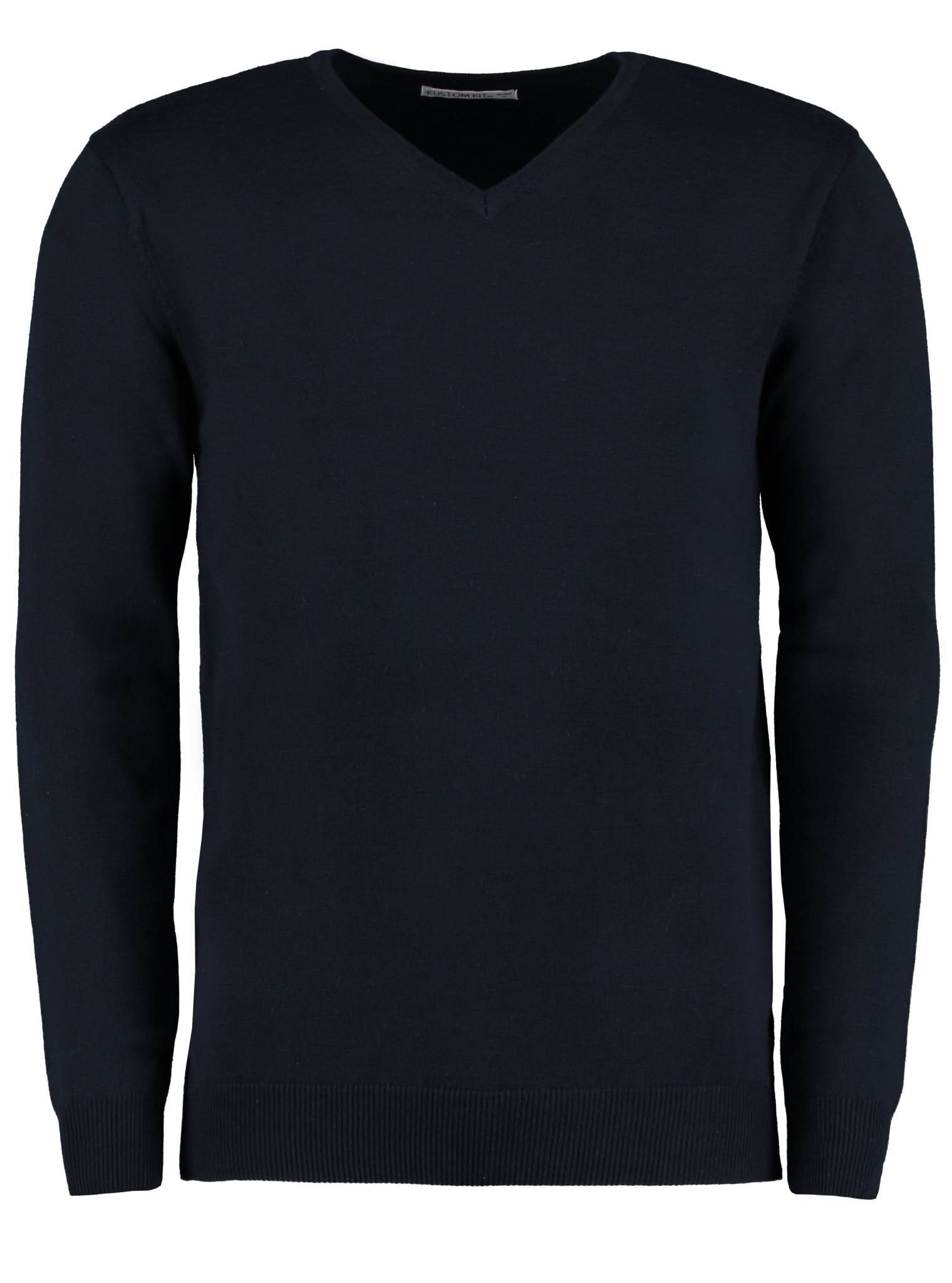 KK352: Arundel Mens V-Neck Sweater Mens Knitwear Kustom Kit Navy 2XS