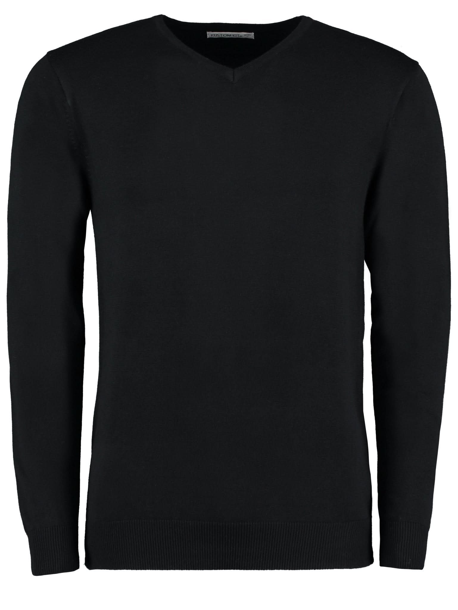 KK352: Arundel Mens V-Neck Sweater Mens Knitwear Kustom Kit Black 2XS