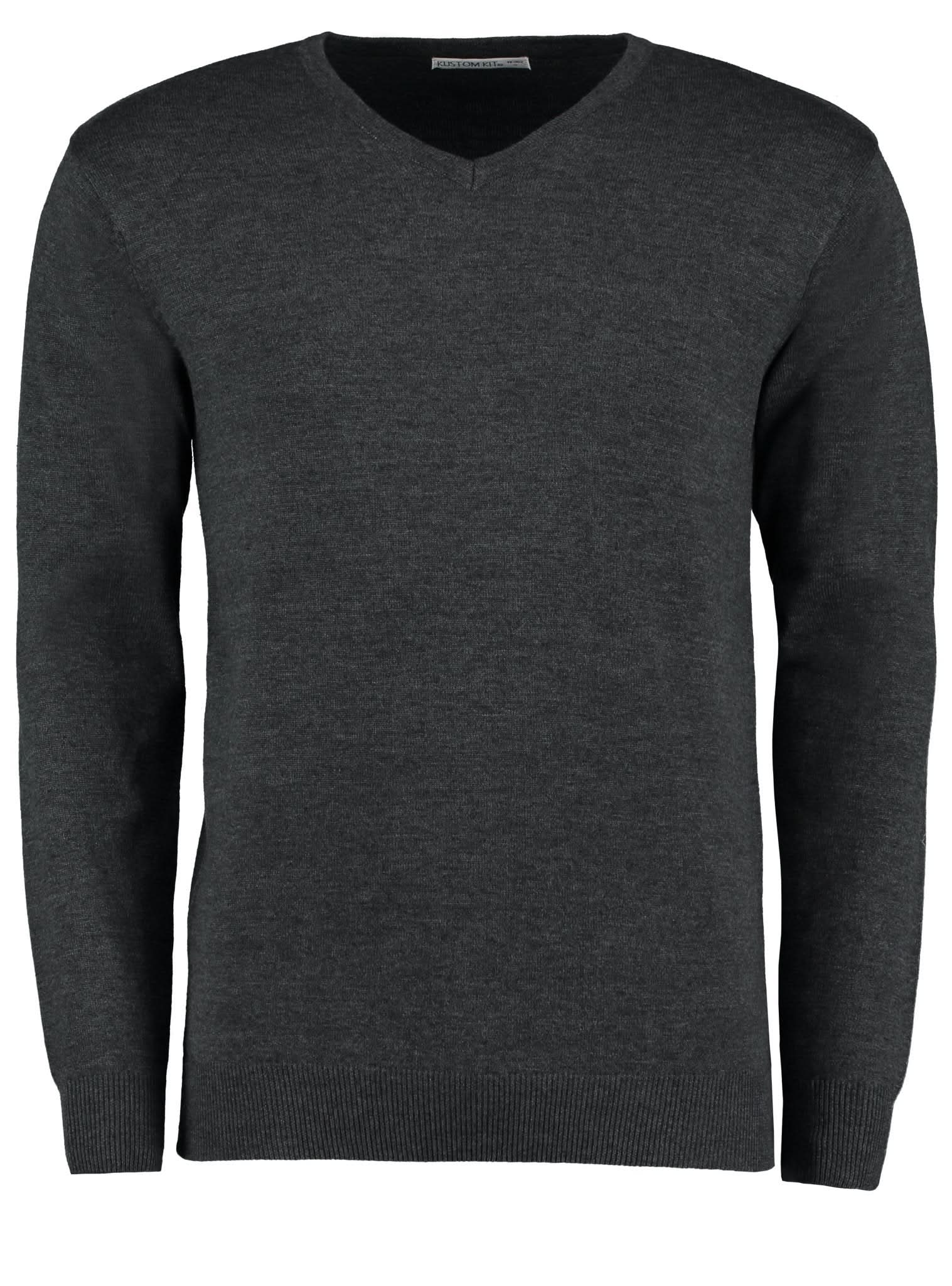 KK352: Arundel Mens V-Neck Sweater Mens Knitwear Kustom Kit Graphite 2XS