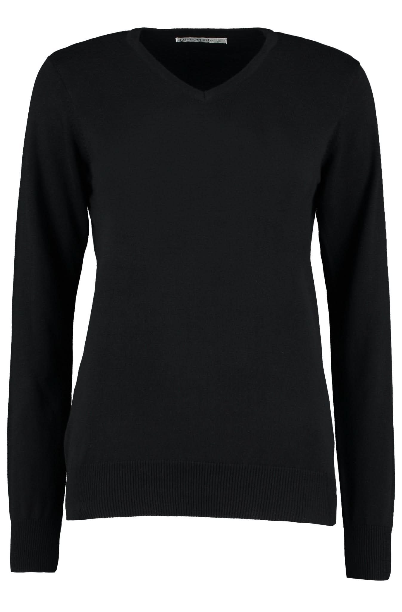 KK353: Arundel Ladies Sweater Womens Knitwear Kustom Kit Black 6