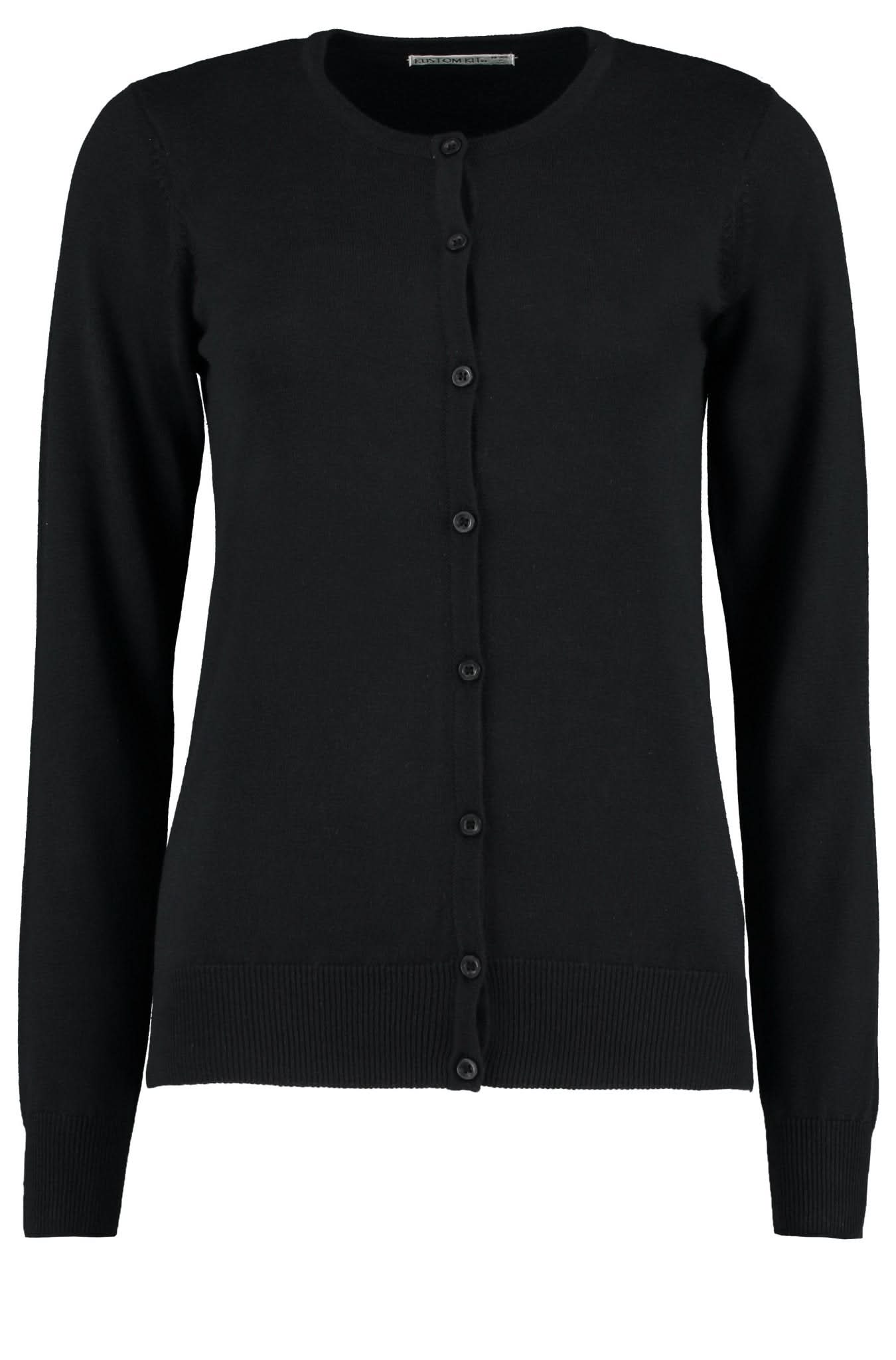 KK355: Arundel Crew Neck Cardigan Womens Knitwear Kustom Kit Black 6
