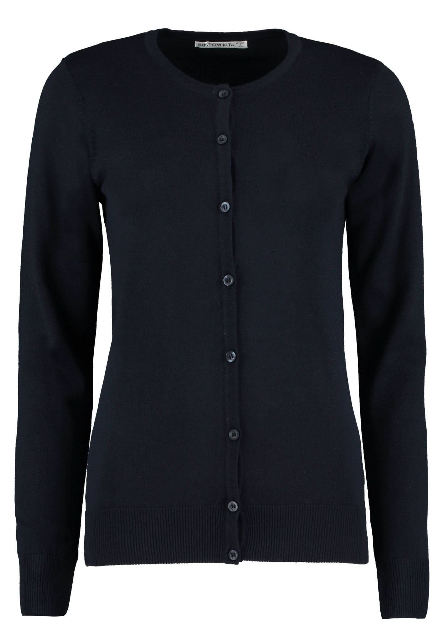 KK355: Arundel Crew Neck Cardigan Womens Knitwear Kustom Kit Navy 6