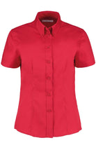 KK701: Ladies Oxford Shirt Womens Short Sleeve Shirts Kustom Kit Red 8