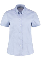 KK701: Ladies Oxford Shirt Womens Short Sleeve Shirts Kustom Kit Light Blue 6