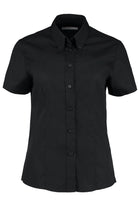 KK701: Ladies Oxford Shirt Womens Short Sleeve Shirts Kustom Kit Black 6