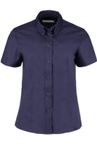 KK701: Ladies Oxford Shirt Womens Short Sleeve Shirts Kustom Kit Midnight Navy 8