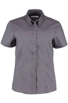 KK701: Ladies Oxford Shirt Womens Short Sleeve Shirts Kustom Kit Charcoal 8