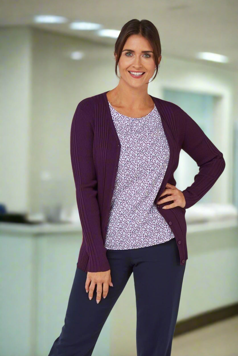 Kristin Cardigan Womens Knitwear Vortex Designs Berry XS