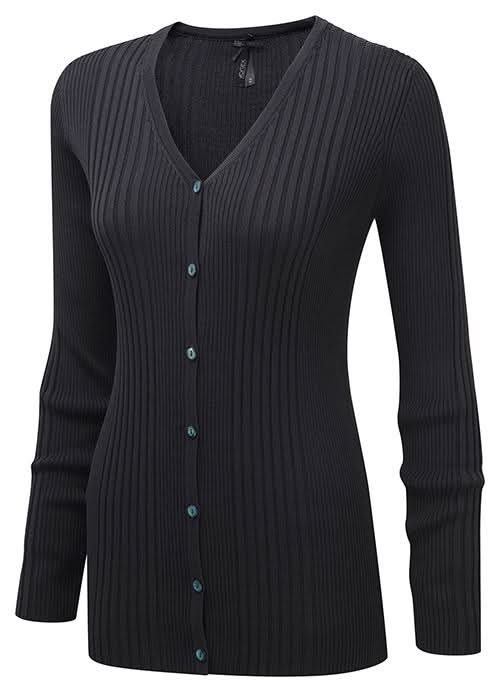 Kristin Ladies V-Neck Cardigan Womens Knitwear Vortex Designs Charcoal XS