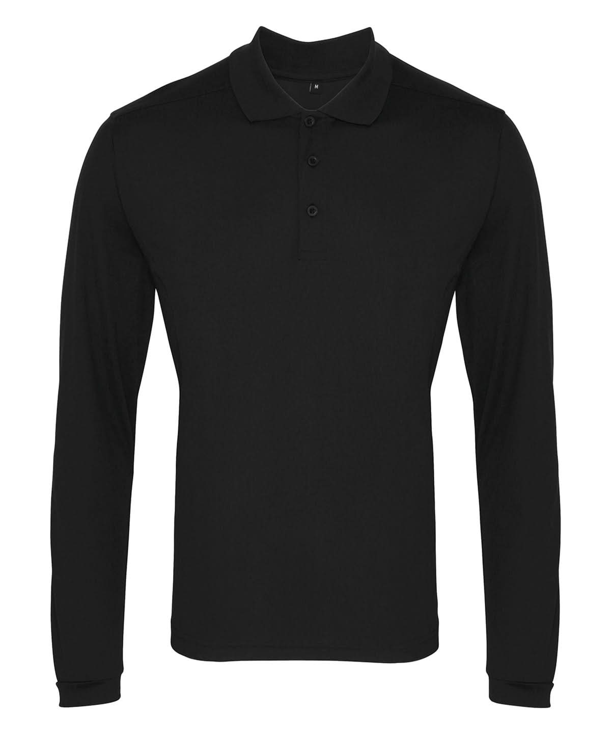 PR617: Long Sleeve Mens Pique Polo Mens Polos Premier Black XS